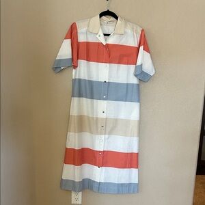 Marimekko vintage Striped Button-Up Midi Dress
